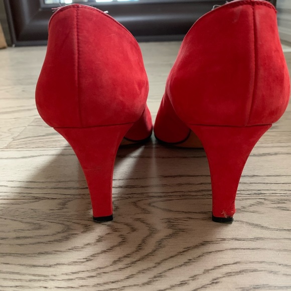 yves saint laurent / red suede pumps - Picture 6 of 9